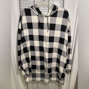 Cream and black hooded sweatshirt